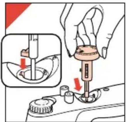Diagram illustrating a mechanical tool application with labeled parts and directional arrows indicating motion or adjustment.