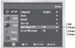 SETUP Language : English Clock Intel User Set Auto Power Off : Off Screen Messages : On OK 1/1/14 2/1/14 3/1/14