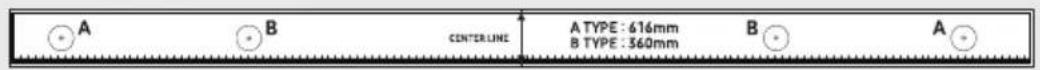 A B CENTERLINE A TYPE: 616mm B TYPE: 360mm B A