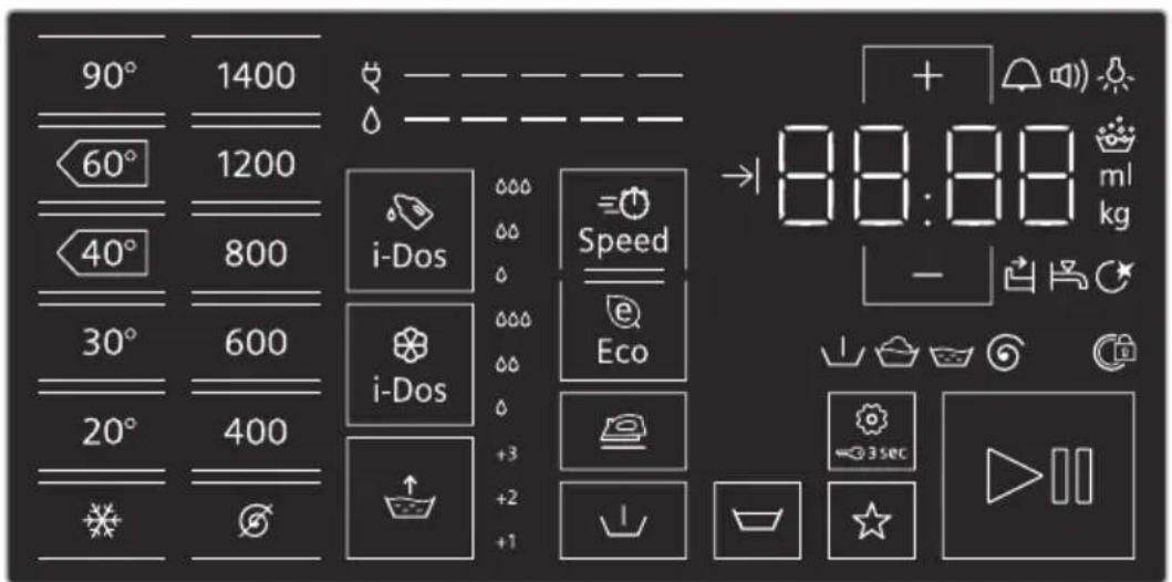 90° 1400 60° 1200 40° 800 30° 600 20° 400 + - i-Dos Speed Eco i-Dos +3 +2 +1 →88:88 ml kg -