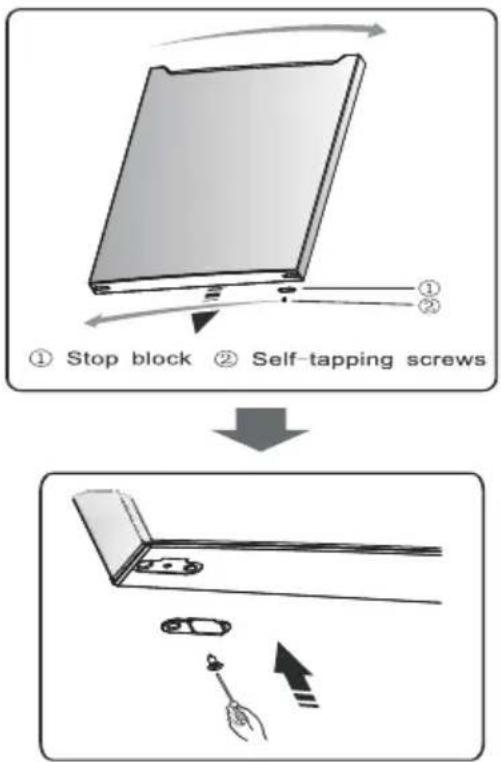 ① Stop block ② Self-tapping screws