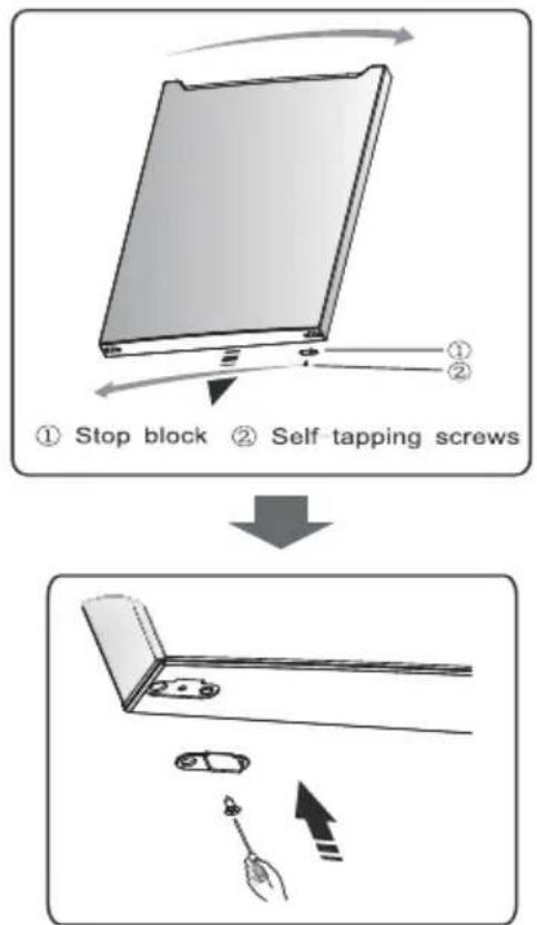 ① Stop block ② Self tapping screws