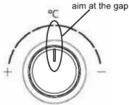 °C + - aim at the gap