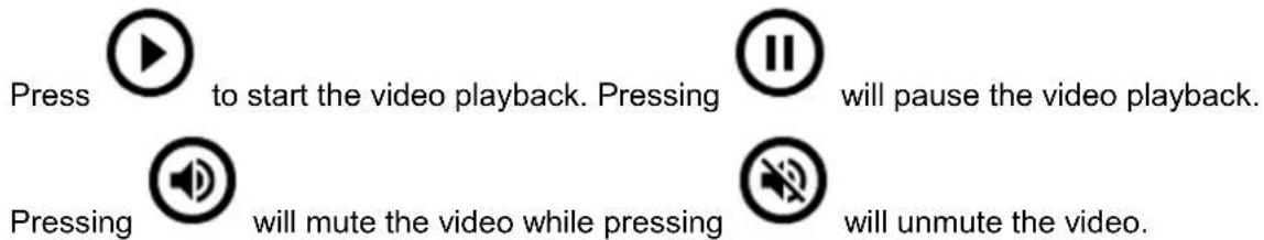Press to start the video playback. Pressing will pause the video playback. Pressing will mute the video while pressing will unmute the video.