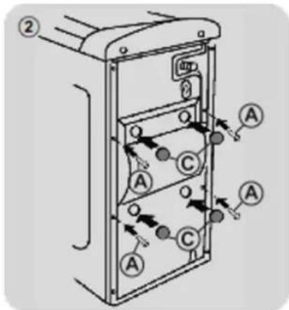 Diagram of a device panel with labeled components and directional arrows indicating flow or movement