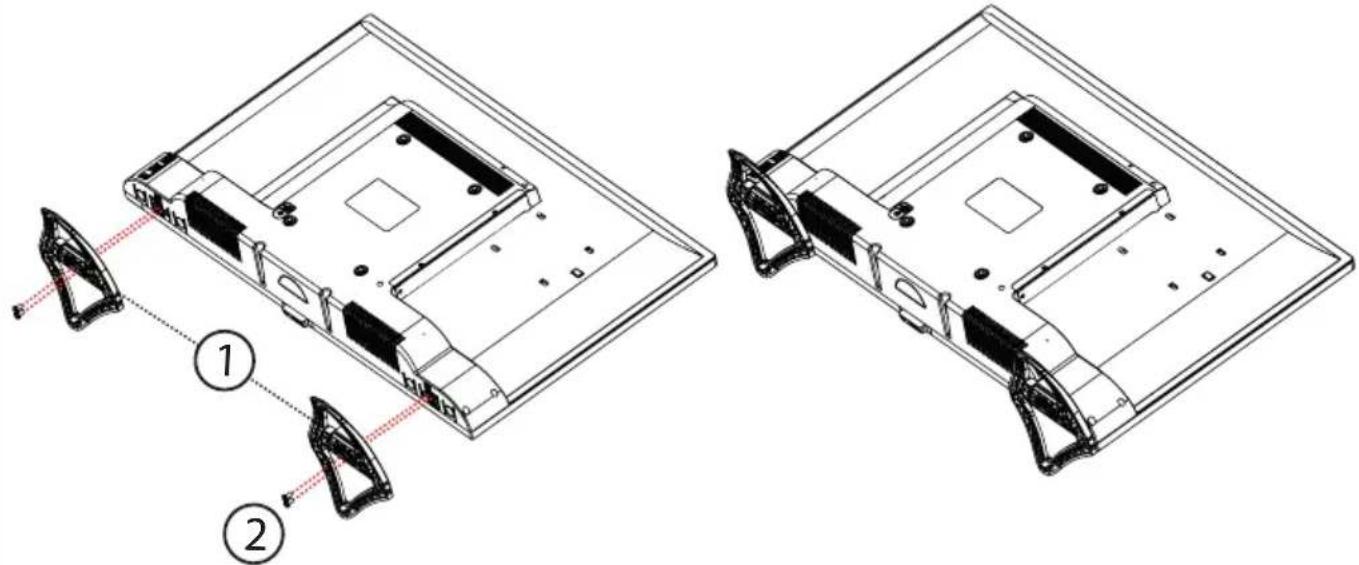 Technical diagram showing two views of a device with labeled components and assembly steps