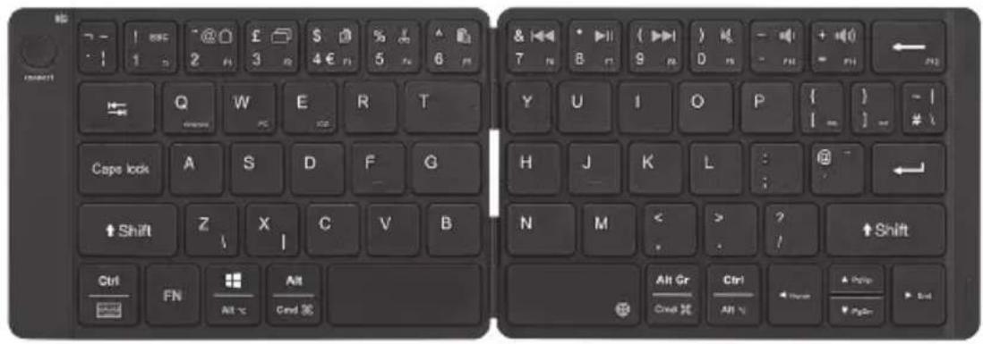 Close-up of two keyboard keys showing standard icons, function keys, and keyboard shortcuts