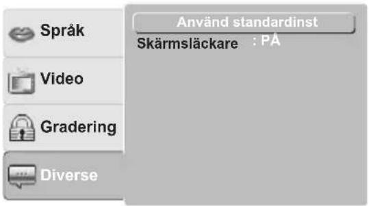 Använd standardinst Skärmsläckare : PÅ