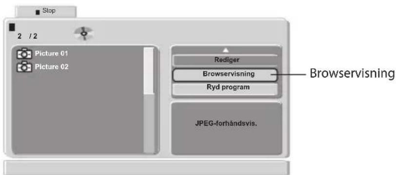 Stop 2 /2 Picture 01 Picture 02 Rediger Browservisning Ryd program JPEG-forhåndsvis. Browservisning