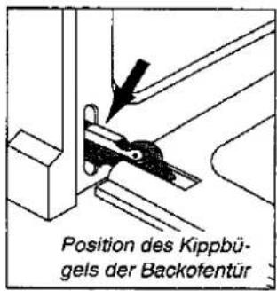 Position des Kippbü- gels der Backofentür
