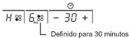 H ⋰ | 6 ⋰ | - 30 + | Definido para 30 minutos