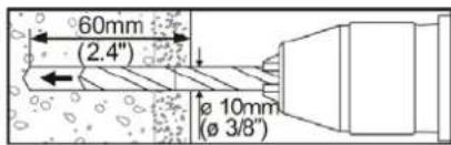 60mm (2.4") Ø 10mm (Ø 3/8")