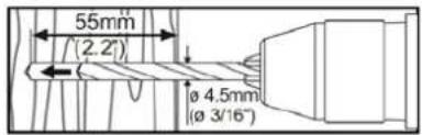 55mm (2.2') Ø 4.5mm (Ø 3/16")