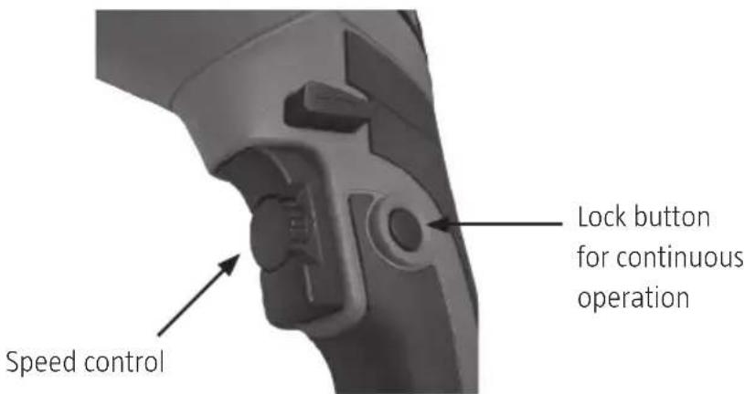 Speed control Lock button for continuous operation