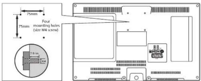 75mm 75mm Four mounting holes (size M4 screw) 5.8mm 1.04