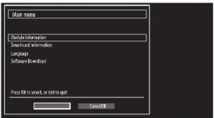Main menu Module information Smart text information Language Software Download Press OK to select, or Edit to quit Cancel OK