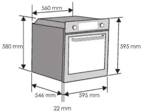 560 mm 580 mm 595 mm 546 mm 595 mm 22 mm