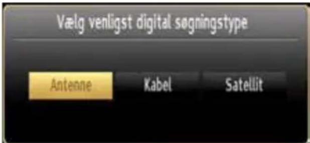 Vælg venligst digital søgningstype Antenne Kabel Satellit