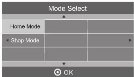 Mode Select Home Mode Shop Mode OK