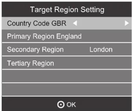 Target Region Setting Country Code GBR Primary Region England Secondary Region London Tertiary Region OK