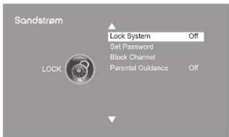 Sandstrøm Lock System Off Set Password Block Channel Parental Guidance Off