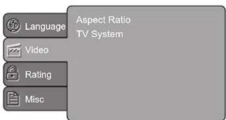 Language Aspect Ratio TV System Video Rating Misc