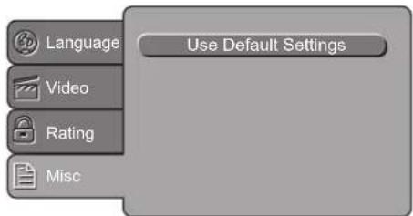 Language Video Rating Misc Use Default Settings