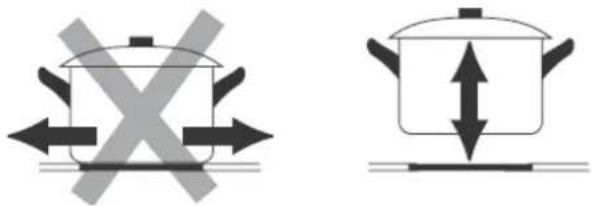 Diagram showing two cooking pots with crossed arrows indicating opposing pressure or heating conditions.