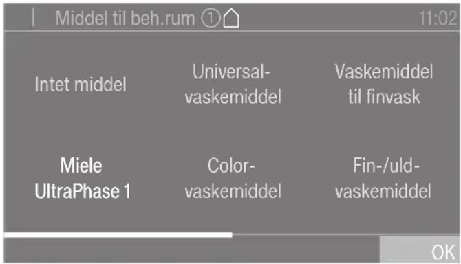 MIELE WER 875 WPS - Indstillinger for kammer ① - 1