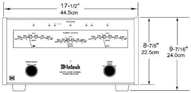 17-1/2" 44.5cm POWER OUTPUT 8-7/8" 22.5cm 9-7/16" 24.0cm M-Infosh MOUT 5000 CHANNEL FIXED AMPLIEN