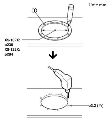 Unit: mm ① XS-102X: ø236 XS-122X: ø284 ↓ ø3.2 (½a)