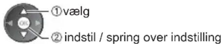 ① vælg ② indstil / spring over indstilling