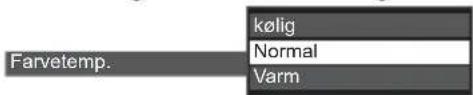 Farvetemp. kølig Normal Varm