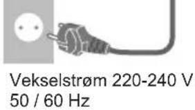 Vekselstrøm 220-240 V 50 / 60 Hz
