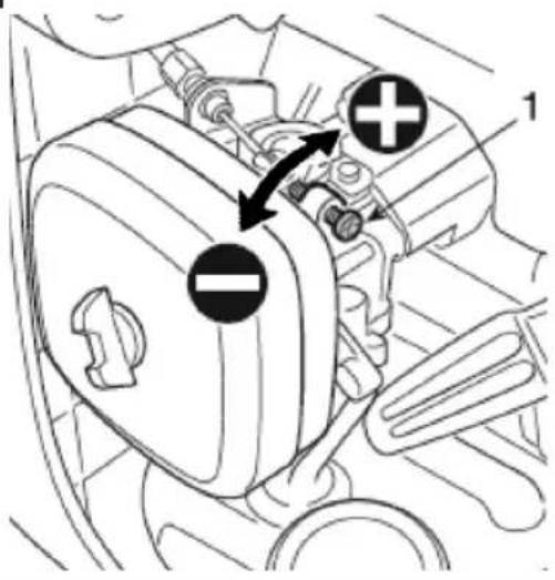 Technical diagram of a vehicle's internal components with labeled parts and directional arrows indicating movement or force.