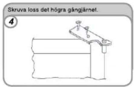 Skruva loss det högra gångjärnet. 4