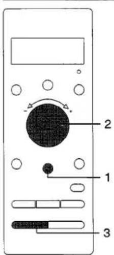 Diagram of a computer control panel with labeled components including buttons, indicators, and a central display area.