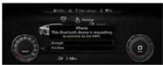 This Bluetooth device is requesting in connection to the PMR. Accept Receive Sp 1.48m