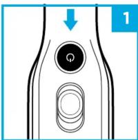 Diagram showing a device with labeled buttons and an arrow indicating direction, marked as '1'