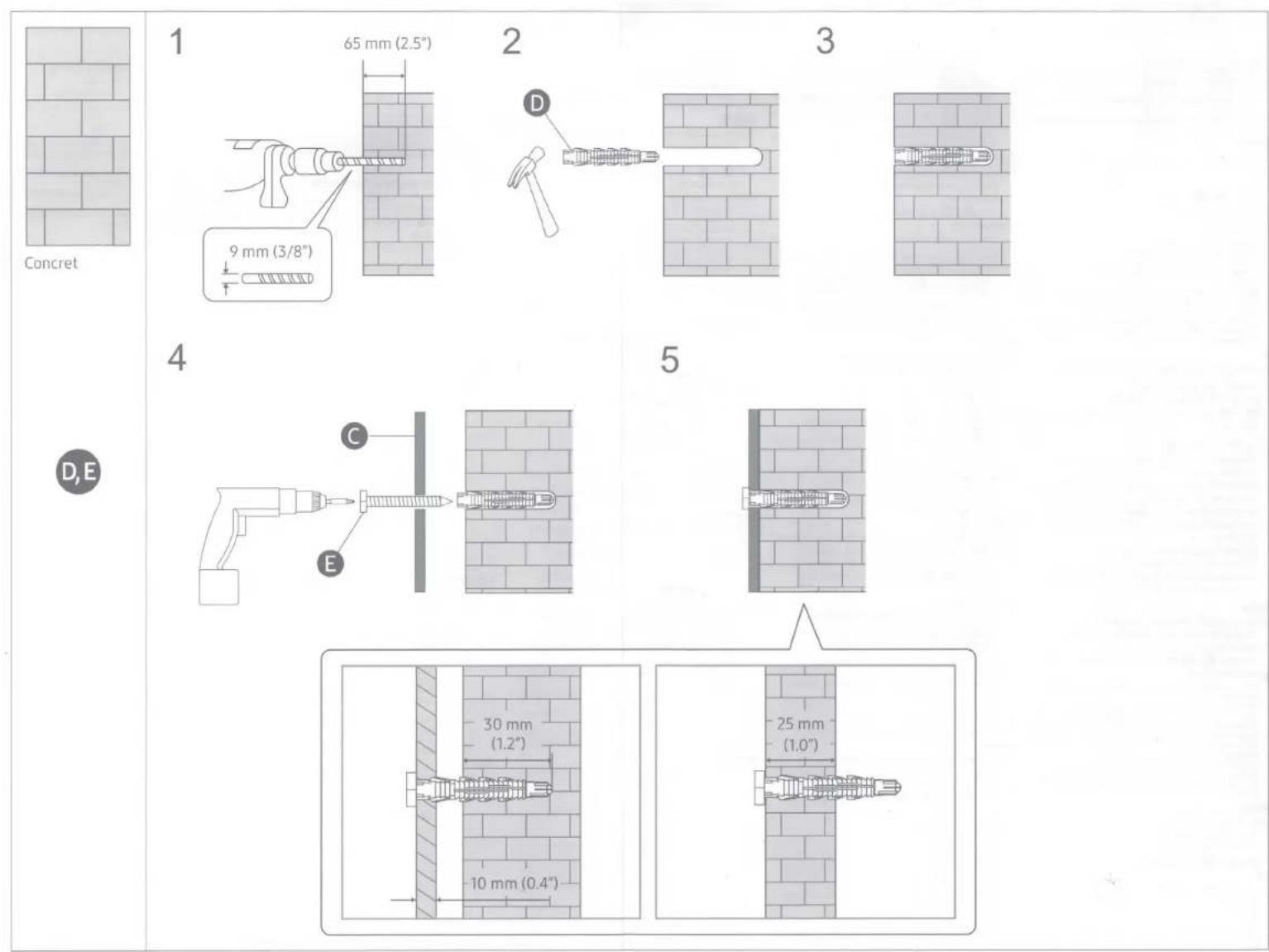 SAMSUNG The Frame QN43LS03T - Standard Installation Requirements by Wall Type - 29