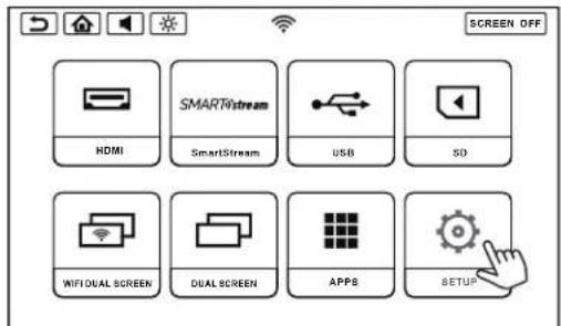 SCREEN OFF HDMI SMARTstream SmartStream USB SD WIFI DUAL SCREEN DUAL SCREEN APPS SETUP