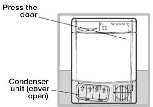 Press the door Condenser unit (cover open)
