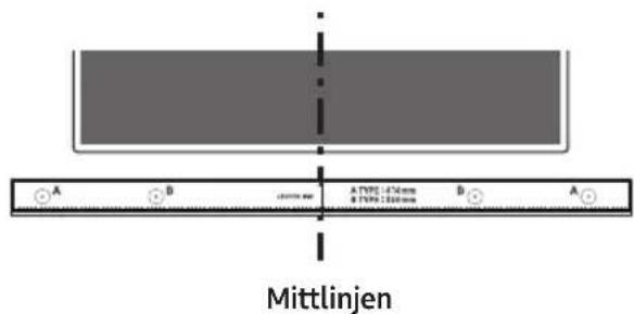A B Mittlinjen A 1700 x 140 mm B 1700 x 200 mm B A
