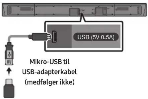 USB (5V 0.5A) Mikro-USB til USB-adapterkabel (medfølger ikke)