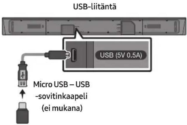 USB-liitäntä USB (5V 0.5A) Micro USB – USB -sovitinkaapeli (ei mukana)