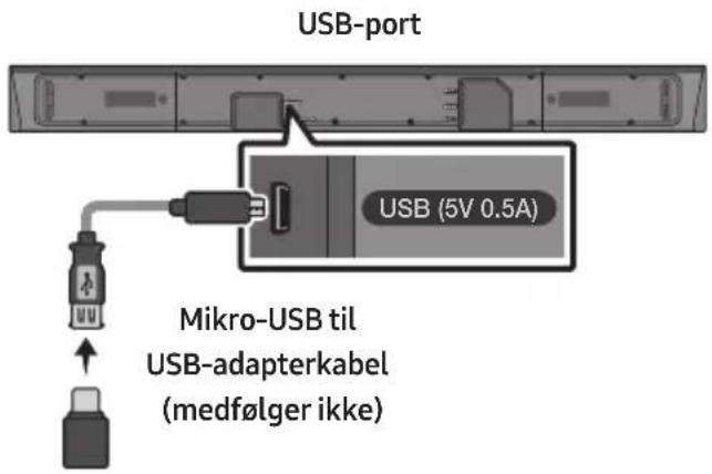 USB-port USB (5V 0.5A) Mikro-USB til USB-adapterkabel (medfølger ikke)