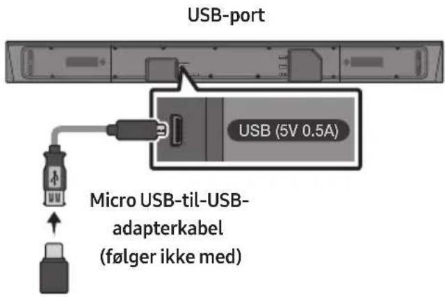 USB-port USB (5V 0.5A) Micro USB-til-USB- adapterkabel (følger ikke med)