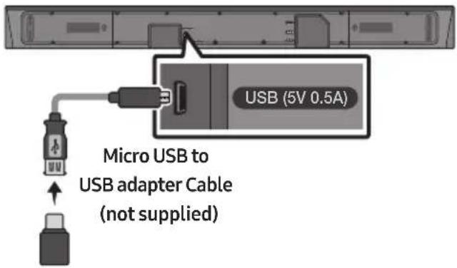 USB (5V 0.5A) Micro USB to USB adapter Cable (not supplied)