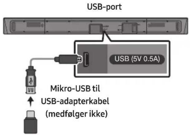 USB-port USB (5V 0.5A) Mikro-USB til USB-adapterkabel (medfølger ikke)