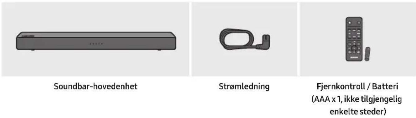 Soundbar-hovedenhet Strømledning Fjernkontroll / Batteri (AAA x 1, ikke tilgjengelig enkelte steder)